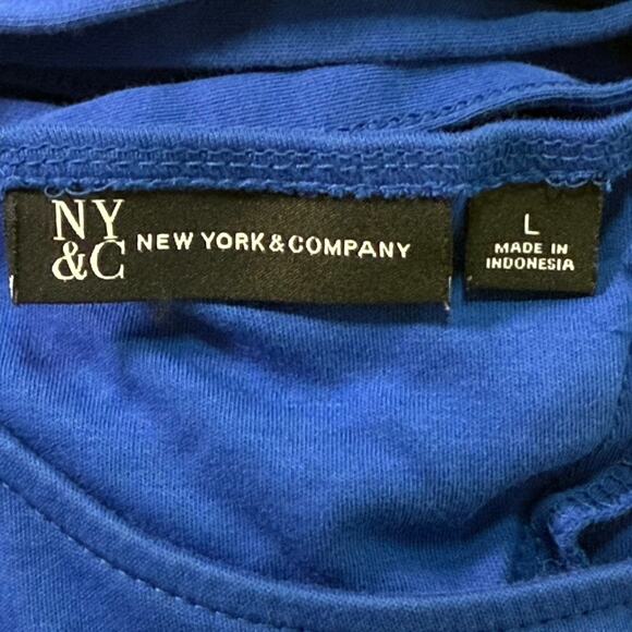 NY&C Blue Cotton Dress Women’s Large Casual Short Sleeve Summer 33” - Picture 6 of 8